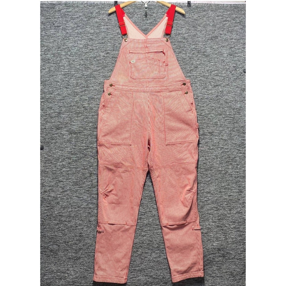 Duluth Trading Co Heirloom Gardening Overalls Womens Large 33 Red White Stripe